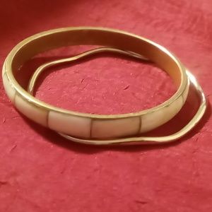 Vintage aggregate bangle bracelet & gold tone bangle. Lg. Size 8.5